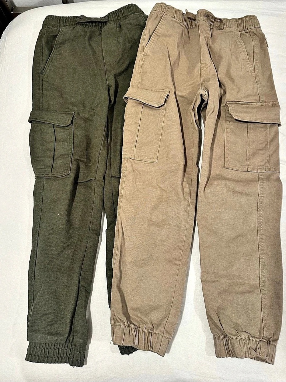 H&M Kids Cargo Joggers 2-Pack Green & Beige Boys 7-8Y